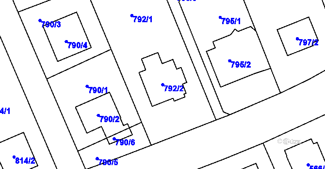 Parcela st. 792/2 v KÚ Nebušice, Katastrální mapa