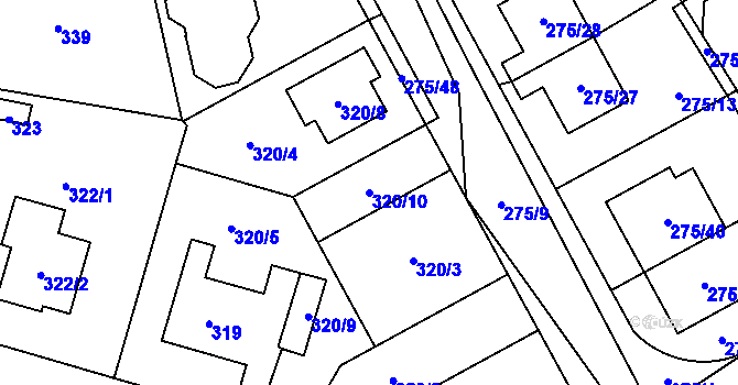 Parcela st. 320/10 v KÚ Nebušice, Katastrální mapa