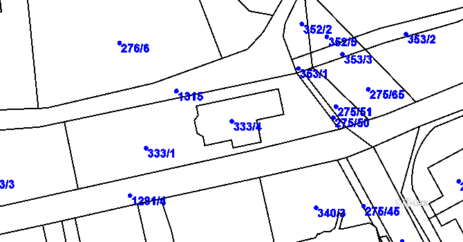 Parcela st. 333/4 v KÚ Nebušice, Katastrální mapa