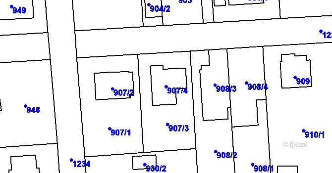 Parcela st. 907/4 v KÚ Nebušice, Katastrální mapa