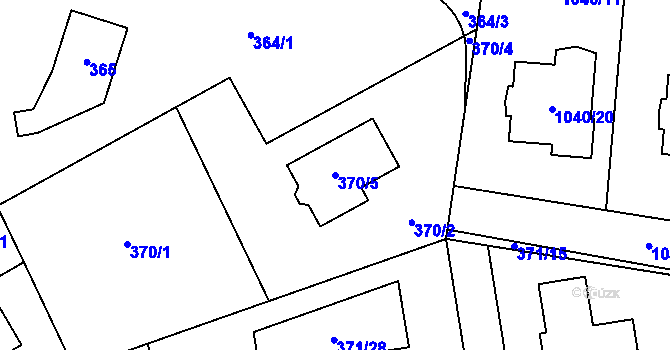 Parcela st. 370/5 v KÚ Nebušice, Katastrální mapa