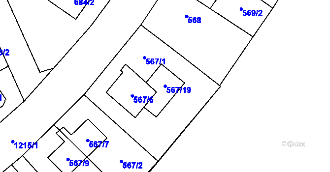 Parcela st. 567/19 v KÚ Nebušice, Katastrální mapa