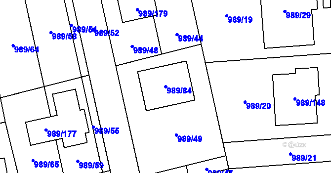 Parcela st. 989/84 v KÚ Nebušice, Katastrální mapa