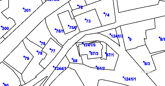 Parcela st. 1241/5 v KÚ Nebušice, Katastrální mapa