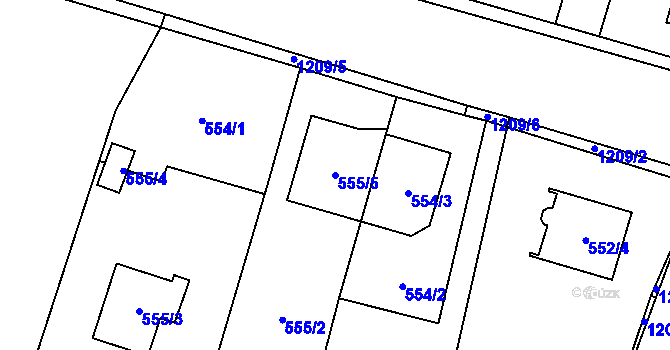 Parcela st. 555/5 v KÚ Nebušice, Katastrální mapa