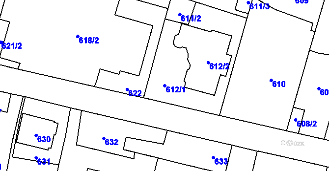 Parcela st. 612/1 v KÚ Nebušice, Katastrální mapa