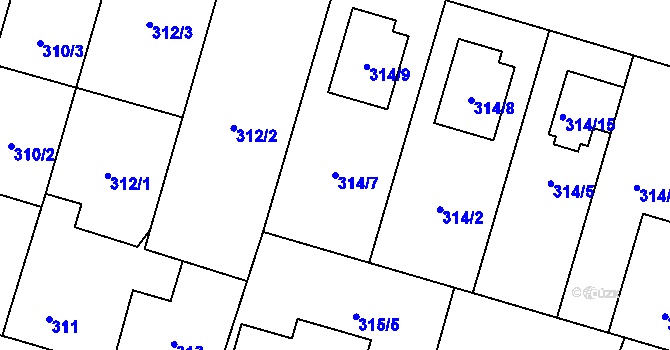 Parcela st. 314/7 v KÚ Nebušice, Katastrální mapa