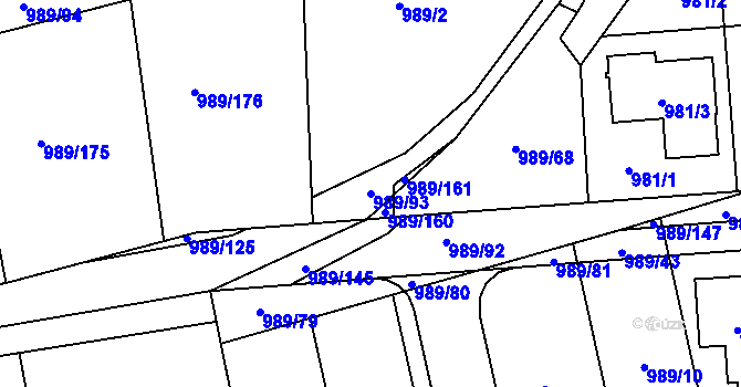 Parcela st. 989/93 v KÚ Nebušice, Katastrální mapa