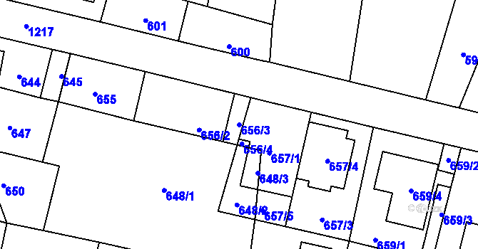 Parcela st. 656/3 v KÚ Nebušice, Katastrální mapa