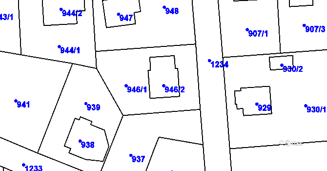 Parcela st. 946/2 v KÚ Nebušice, Katastrální mapa
