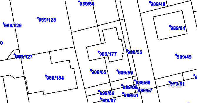 Parcela st. 989/177 v KÚ Nebušice, Katastrální mapa