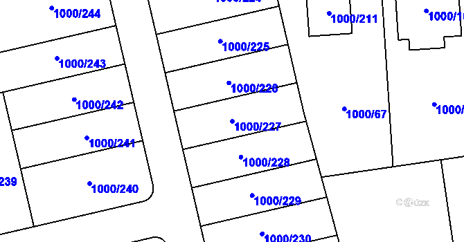 Parcela st. 1000/227 v KÚ Nebušice, Katastrální mapa