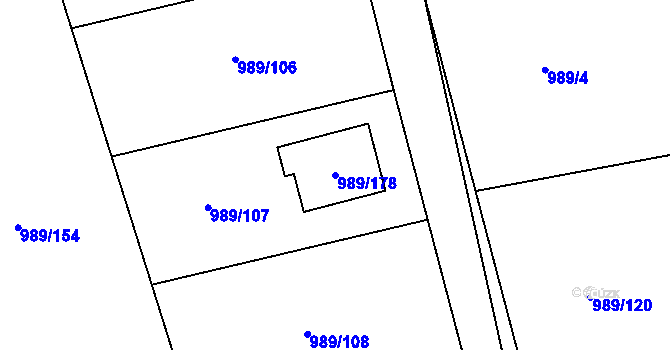 Parcela st. 989/178 v KÚ Nebušice, Katastrální mapa