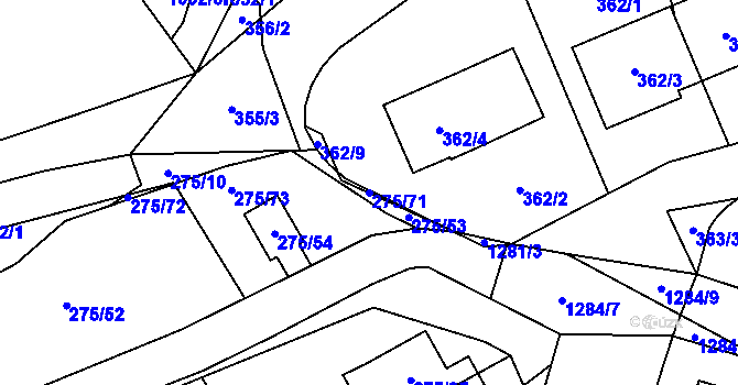Parcela st. 275/71 v KÚ Nebušice, Katastrální mapa