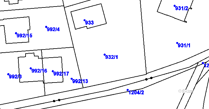 Parcela st. 932/1 v KÚ Nebušice, Katastrální mapa