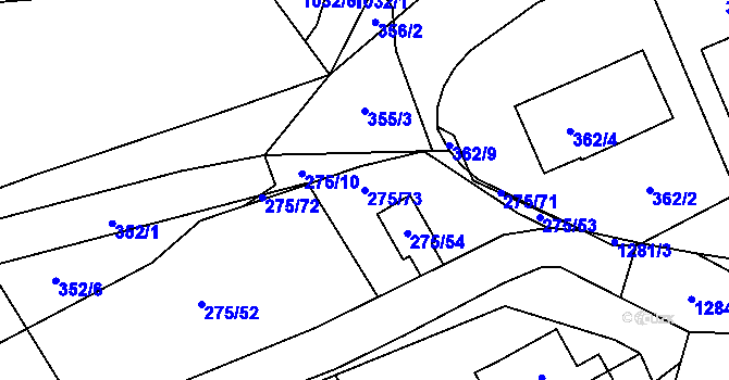 Parcela st. 275/73 v KÚ Nebušice, Katastrální mapa