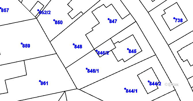 Parcela st. 846/2 v KÚ Nebušice, Katastrální mapa
