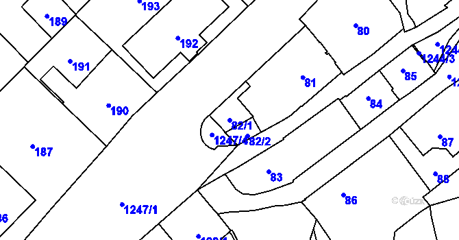Parcela st. 82/1 v KÚ Nebušice, Katastrální mapa