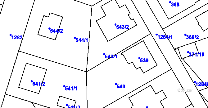 Parcela st. 543/1 v KÚ Nebušice, Katastrální mapa