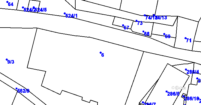 Parcela st. 6 v KÚ Lysolaje, Katastrální mapa