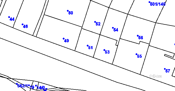 Parcela st. 51 v KÚ Lysolaje, Katastrální mapa
