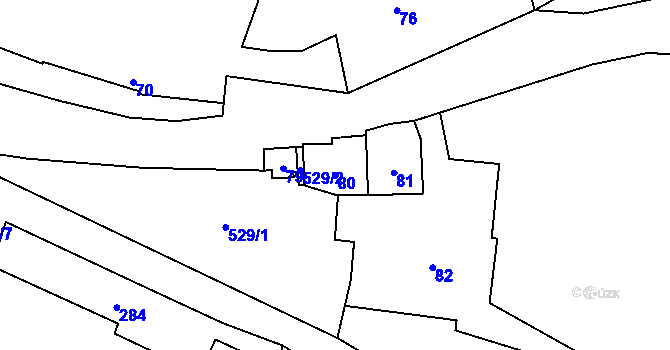 Parcela st. 80 v KÚ Lysolaje, Katastrální mapa