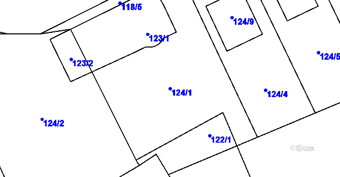 Parcela st. 124/1 v KÚ Lysolaje, Katastrální mapa