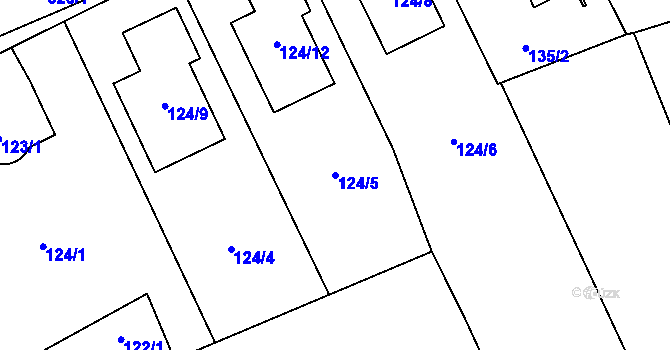 Parcela st. 124/5 v KÚ Lysolaje, Katastrální mapa