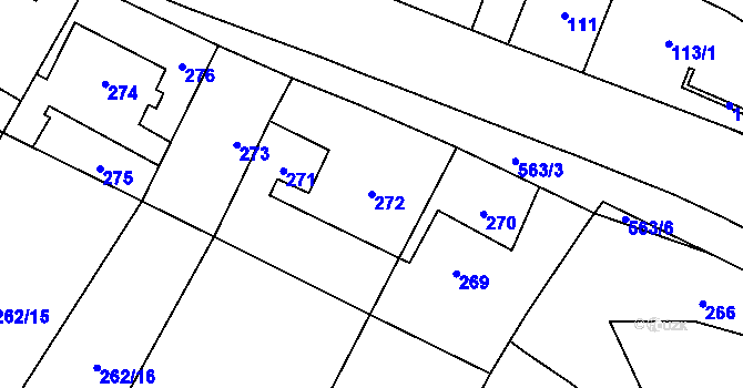 Parcela st. 272 v KÚ Lysolaje, Katastrální mapa