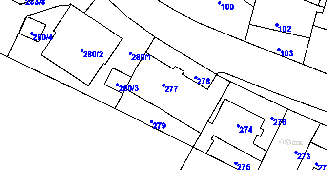 Parcela st. 277 v KÚ Lysolaje, Katastrální mapa