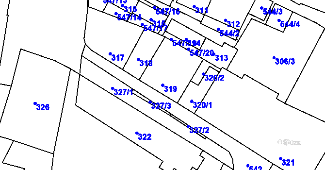 Parcela st. 319 v KÚ Lysolaje, Katastrální mapa