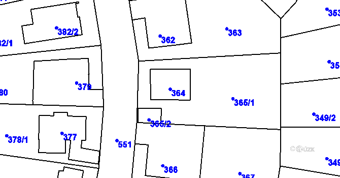 Parcela st. 364 v KÚ Lysolaje, Katastrální mapa