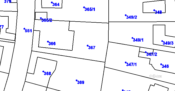 Parcela st. 367 v KÚ Lysolaje, Katastrální mapa