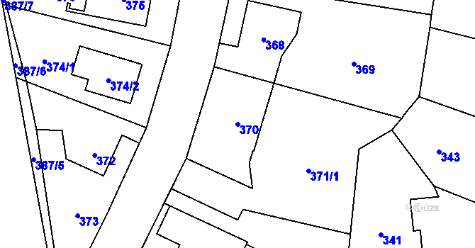 Parcela st. 370 v KÚ Lysolaje, Katastrální mapa