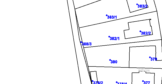Parcela st. 388/3 v KÚ Lysolaje, Katastrální mapa