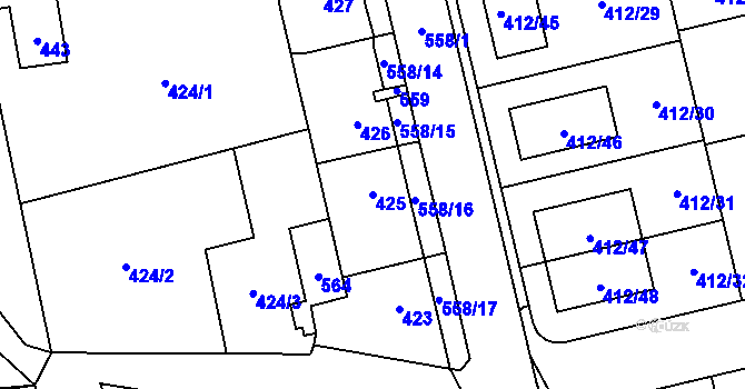 Parcela st. 425 v KÚ Lysolaje, Katastrální mapa