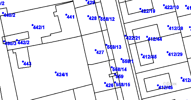 Parcela st. 427 v KÚ Lysolaje, Katastrální mapa