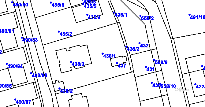 Parcela st. 438/1 v KÚ Lysolaje, Katastrální mapa