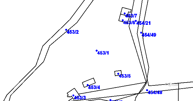 Parcela st. 453/1 v KÚ Lysolaje, Katastrální mapa