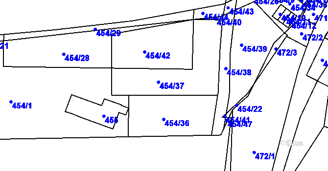 Parcela st. 454/1 v KÚ Lysolaje, Katastrální mapa