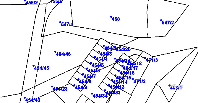 Parcela st. 454/3 v KÚ Lysolaje, Katastrální mapa