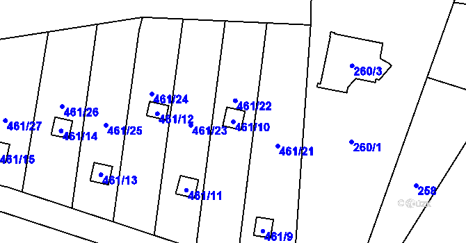 Parcela st. 461/10 v KÚ Lysolaje, Katastrální mapa