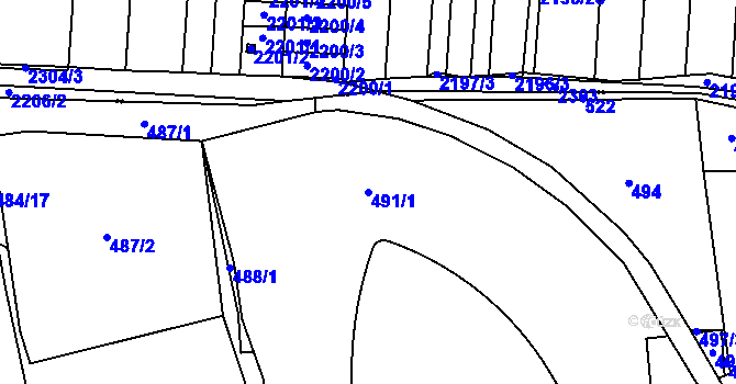 Parcela st. 491/1 v KÚ Lysolaje, Katastrální mapa