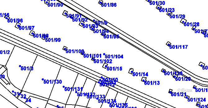 Parcela st. 501/104 v KÚ Lysolaje, Katastrální mapa
