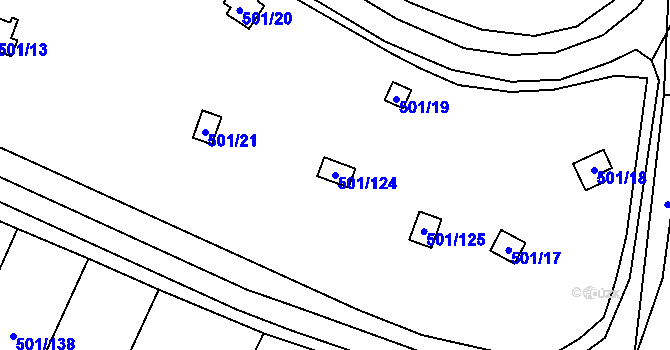Parcela st. 501/124 v KÚ Lysolaje, Katastrální mapa