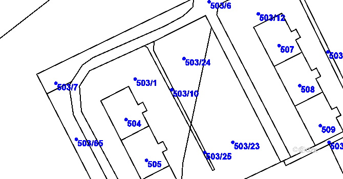 Parcela st. 503/10 v KÚ Lysolaje, Katastrální mapa
