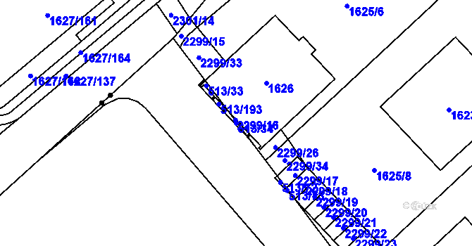 Parcela st. 513/34 v KÚ Lysolaje, Katastrální mapa