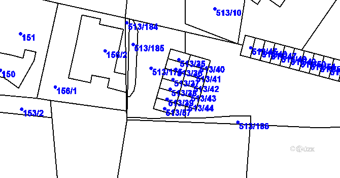 Parcela st. 513/38 v KÚ Lysolaje, Katastrální mapa