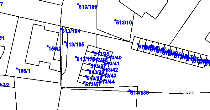 Parcela st. 513/40 v KÚ Lysolaje, Katastrální mapa