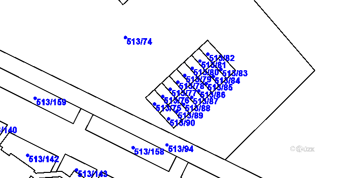 Parcela st. 513/77 v KÚ Lysolaje, Katastrální mapa